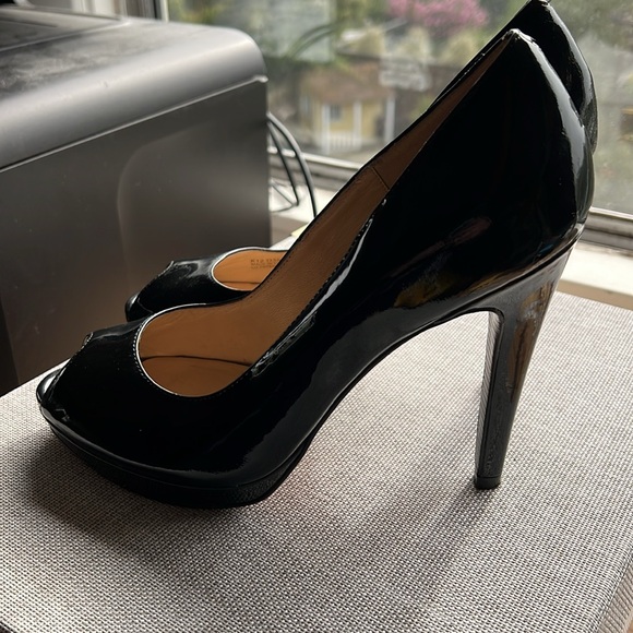 Cole Haan Patent Leather Peep Toe Heels - Picture 3 of 7